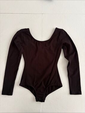 Black Long-Sleeve One-Piece Leotard. Size Sm